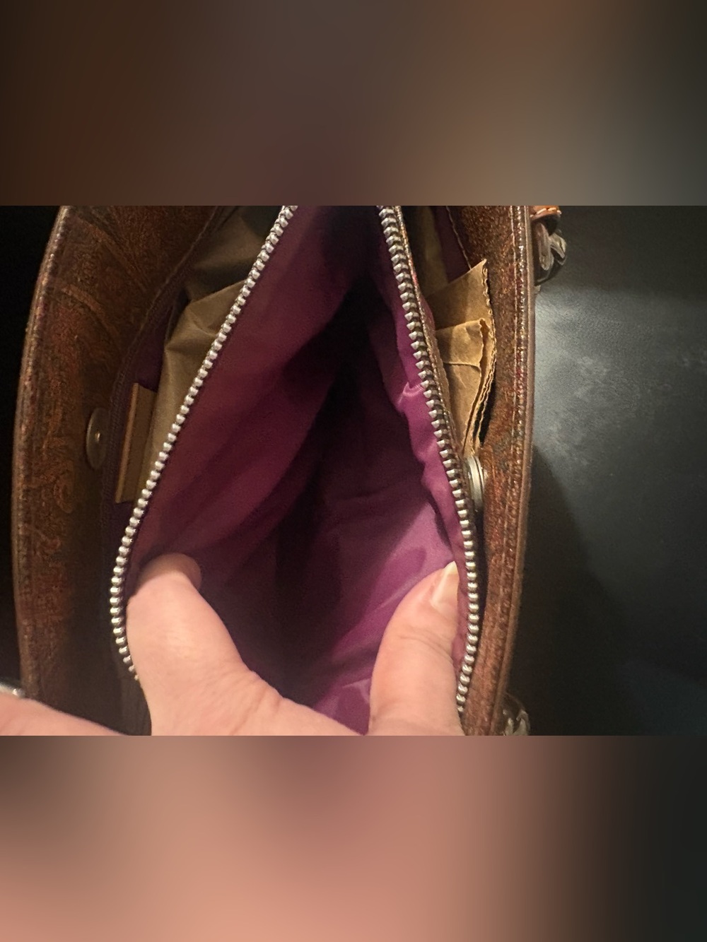 Etro Satin Paisley Hand Bag Satchel - Braided Handles - Like New - Picture 3 of 5